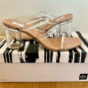 NEW DV by DOLCE VITA Clear Strappy Block Heel Sandal